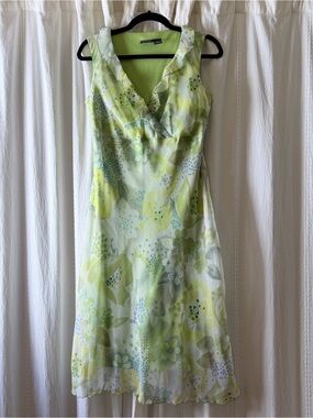 VINTAGE Hillard & Hanson Dress Lime Green Y2K Sz 6